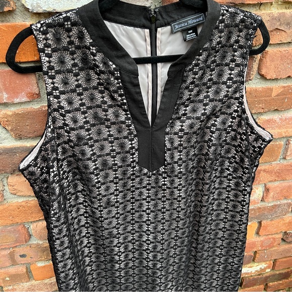 JESSICA HOWARD sleeveless shift dress black modern lace 16W knee length - Picture 3 of 12